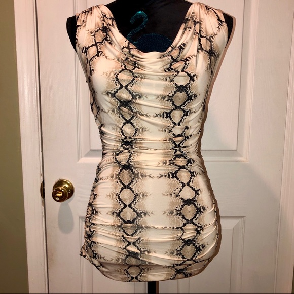 XOXO Tops - XOXO Snakeskin Print Cowl Neck Short Sleeve Blouse XOXO Tops - XOXO Snakeskin Print Cowl Neck Short Sleeve Blouse